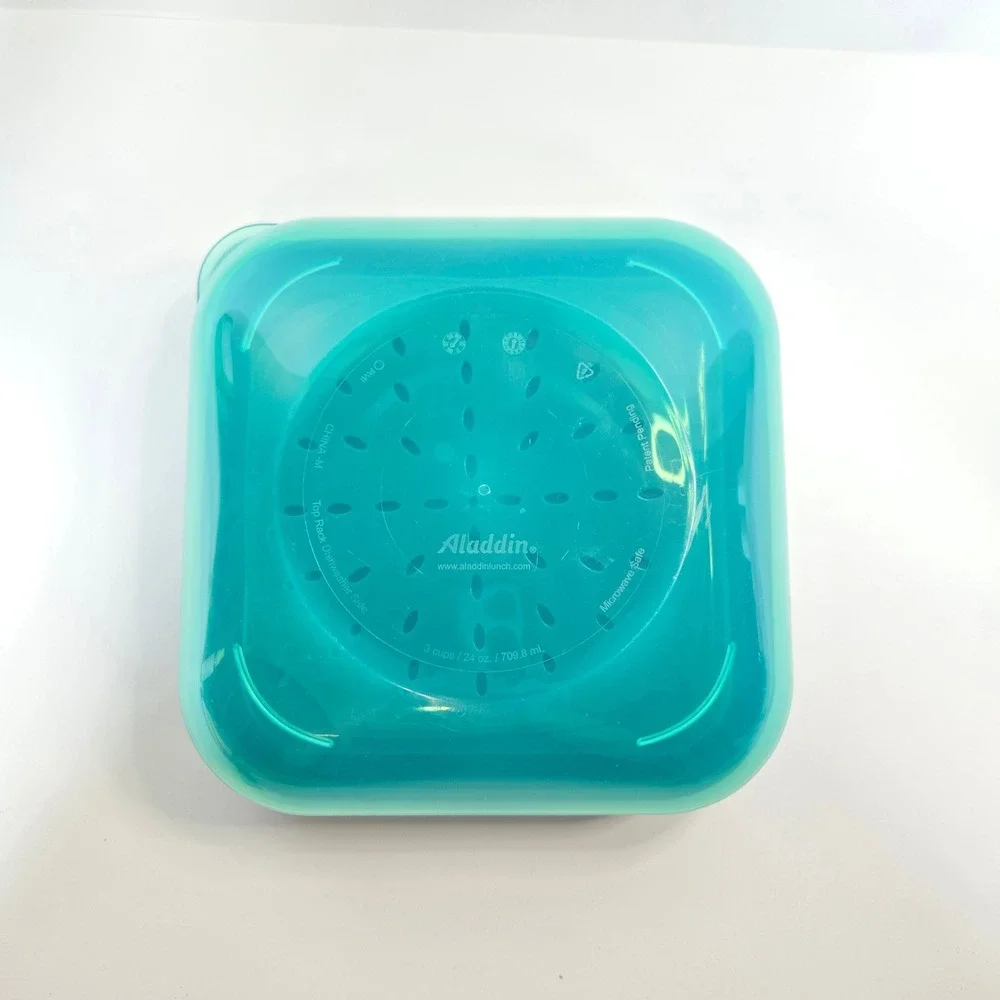 Aladdin Teal Aqua 24oz Lunch Box Food Storage Container with Dressing Cup Tray